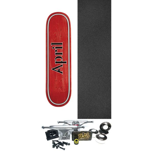 April Skateboards OG Logo Red / Black / White Skateboard Deck - 8.5" x 32.2" - Complete Skateboard Bundle